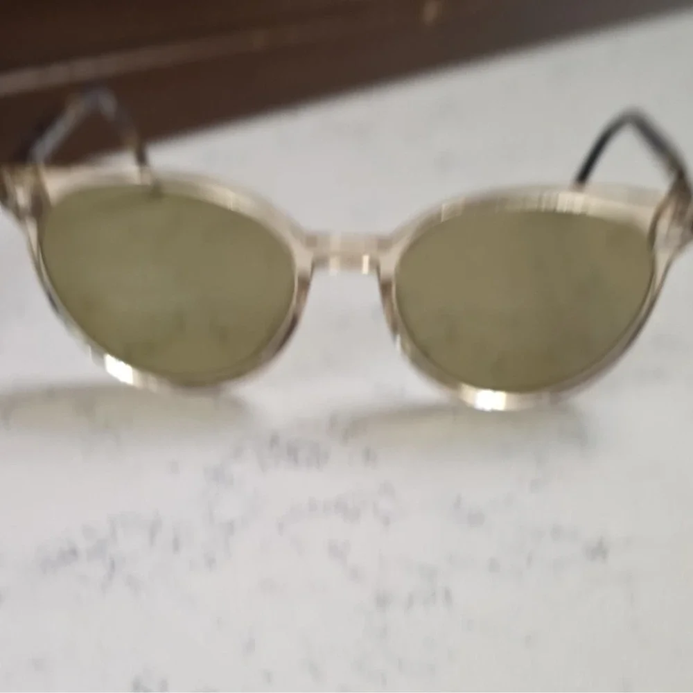 Via Spiga Oval Sunglasses Clear Frame Green Tinted Lenses w/ Rx 135mm 360/SC